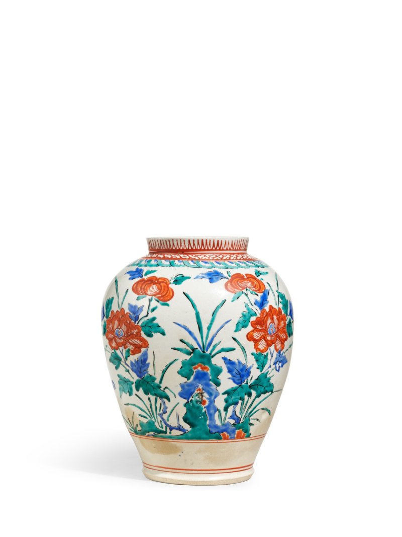 A porcelain vase, Kakiemon type, Hizen, Edo period, mid-late 17th century | 色絵牡丹文壺　肥前・柿右衛門様式　江戸時代中期　17世紀後半 - 图1