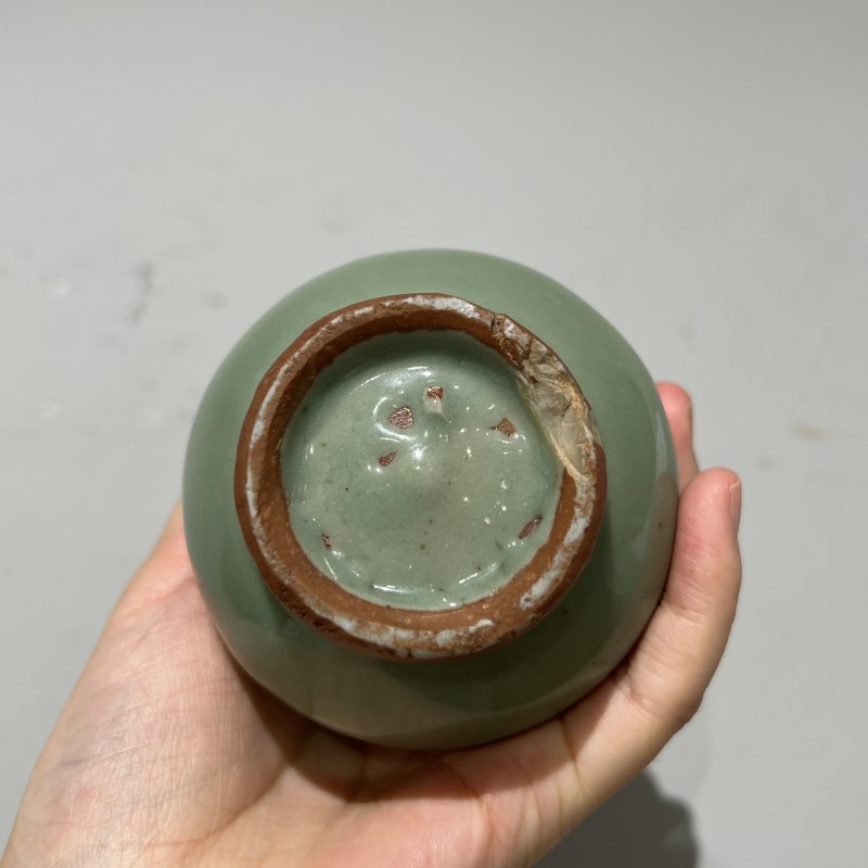 明代 龙泉窑梅子青釉贯耳瓶 - 图6