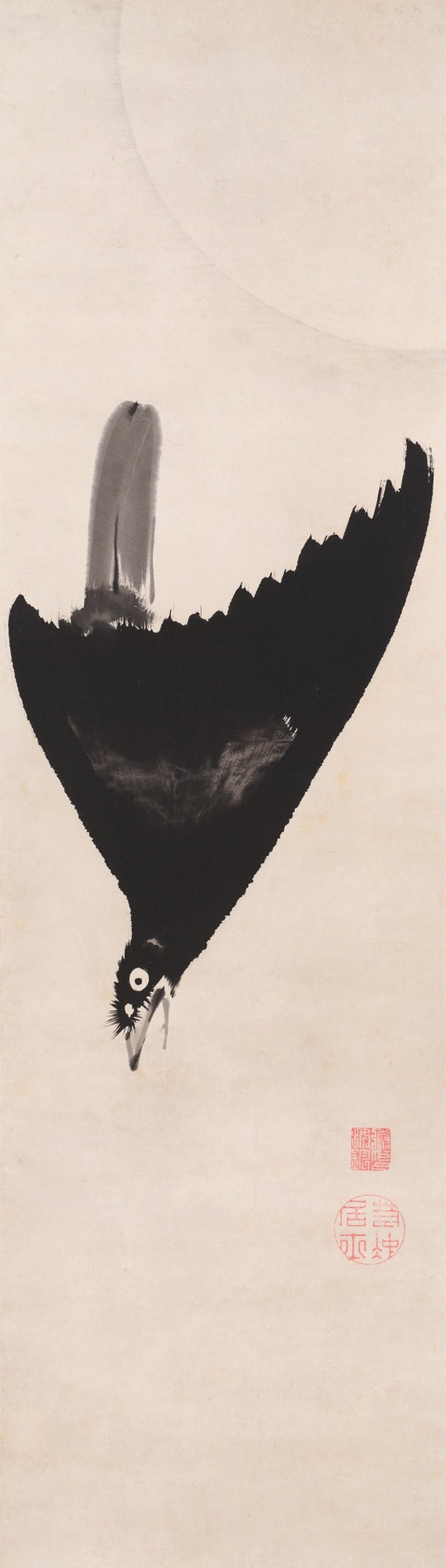 Ito Jakuchu (1716–1800), Crested myna in moonlight, Edo period, late 18th century | 伊藤若冲　月に叭々鳥図　江戸時代中期　18世紀後半 - 图1