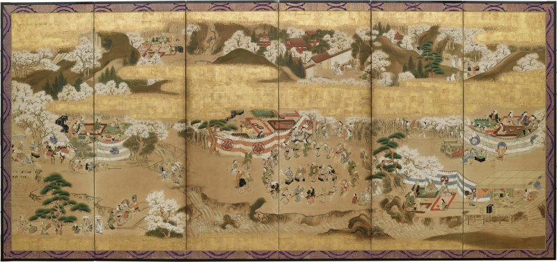 Anonymous, Scenes of Pleasure and Merriment at Mount Yoshino (Yoshinoyama yuraku zu), Sealed Morifuji, Edo period, late 17th – early 18th century |  吉野花見図屏風　守藤印　江戸時代前～中期　17世紀後半～18世紀初頭 - 图3