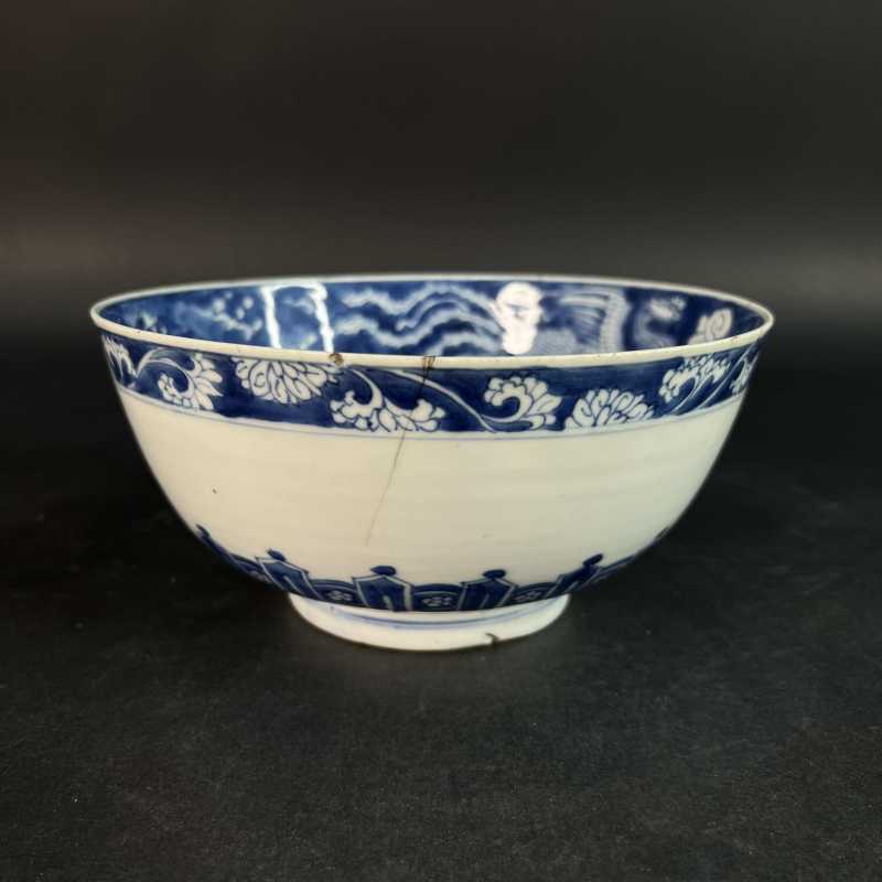 清康熙 青花留白龙凤纹碗 - 图2
