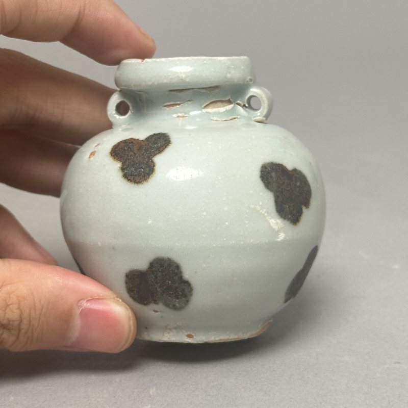 明早期 点褐彩双系罐 - 图4