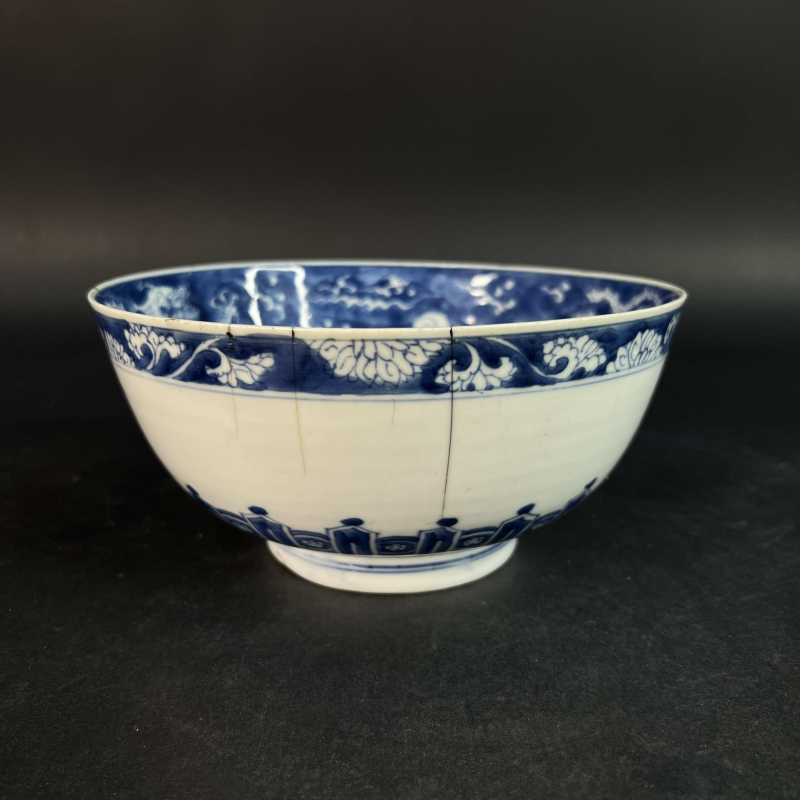 清康熙 青花留白龙凤纹碗 - 图3