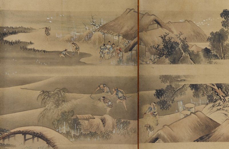 Katsushika Hokusai (1760–1849), Rice Cultivation in the Four Seasons (Shiki kosaku zu), Edo period, early 19th century | 葛飾北斎　「四季耕作図屏風」　江戸時代後期　19世紀初頭 - 图5