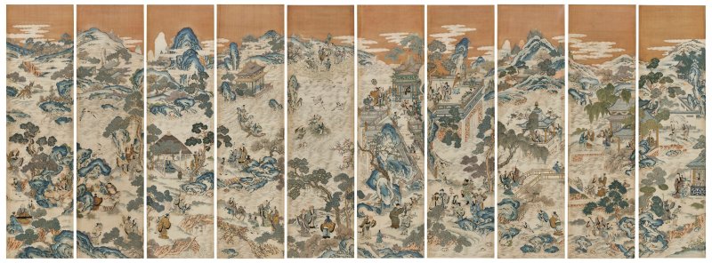 清十八世紀 緙絲西王母瑤池獻壽圖屏一組十幅  18TH CENTURY - 图1
