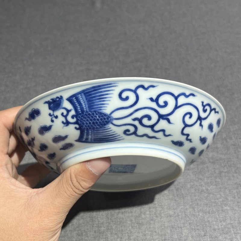 清乾隆青花双凤纹盘 - 图6