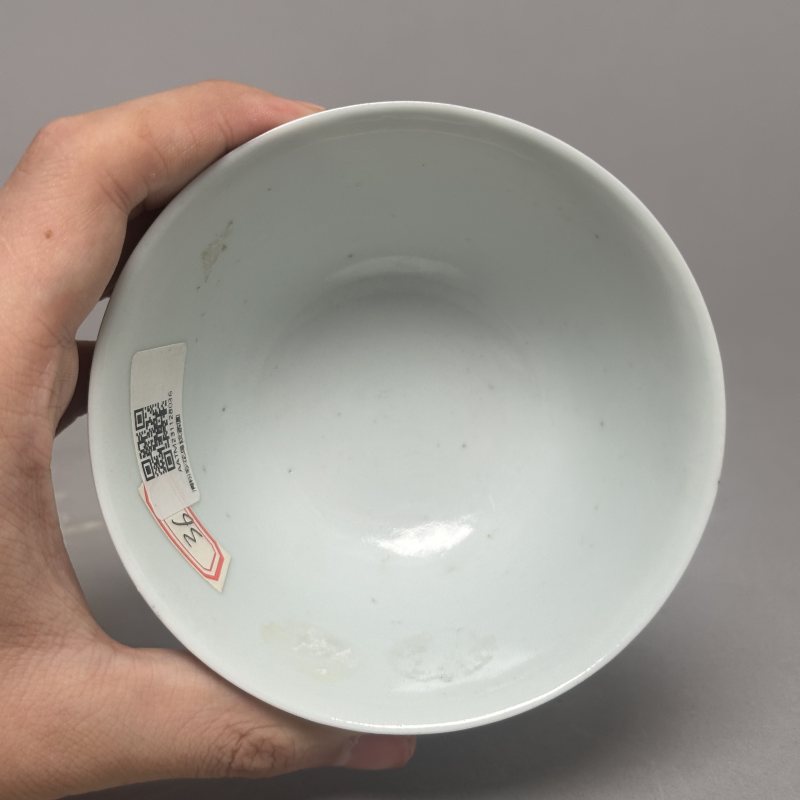 清光绪 松石粉彩紫藤八哥纹碗一对 - 图11