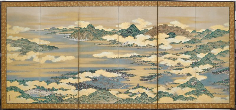 Sakuma Soen (d. 1828), Bird’s-Eye View of Famous Places (Meisho chokan-zu), Edo period, 18th century | 佐久間草偃　名所鳥瞰図屏風　江戸時代中期　18世紀末期 - 图9