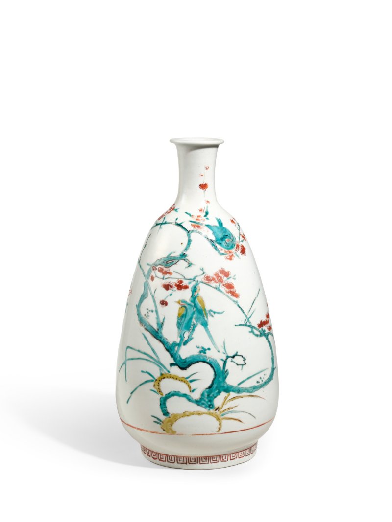 A large porcelain vase, Early enamelled ware, Hizen, Edo period, circa 1650 | 色絵花鳥文瓶　肥前　古伊万里様式　江戸時代前期　1650年代 - 图1