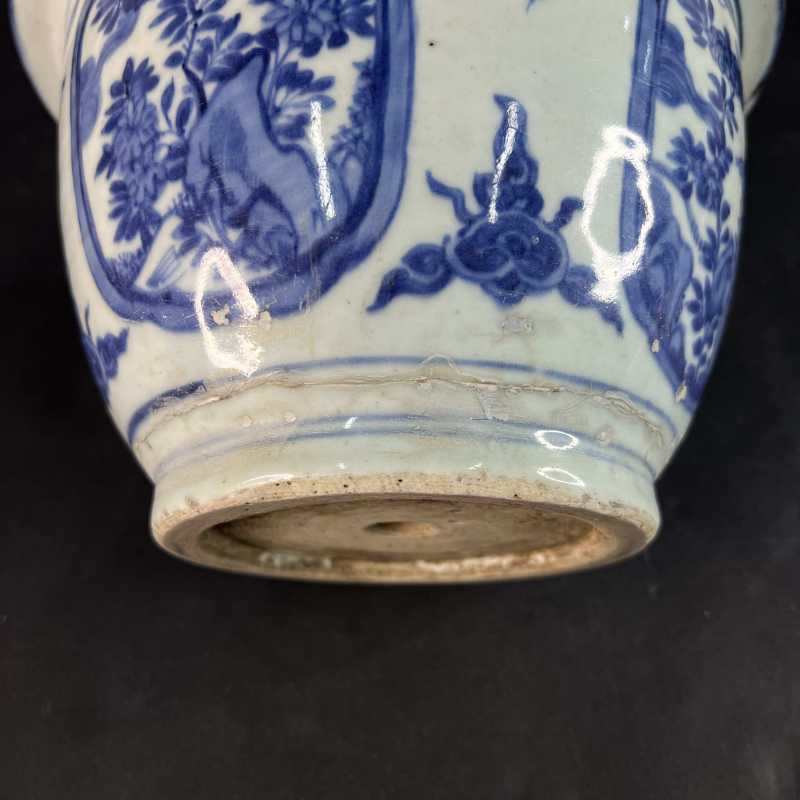 明万历 青花开窗洞石花卉纹花盆 - 图9