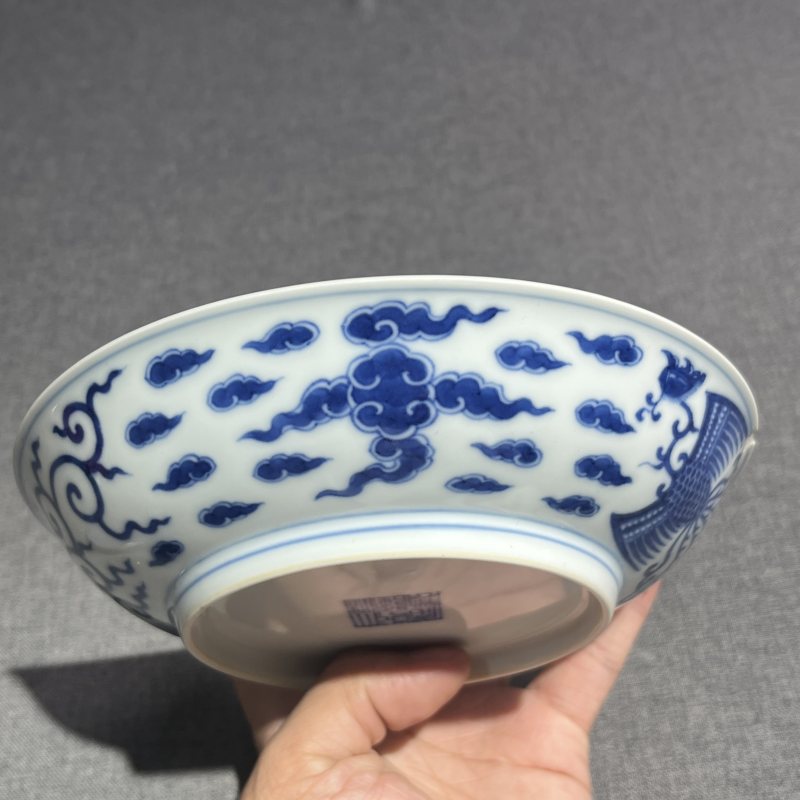 清乾隆青花双凤纹盘 - 图7