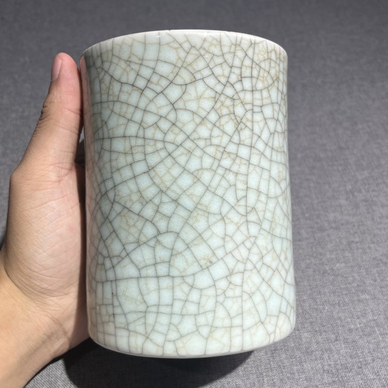 清雍正哥釉笔筒 - 图4
