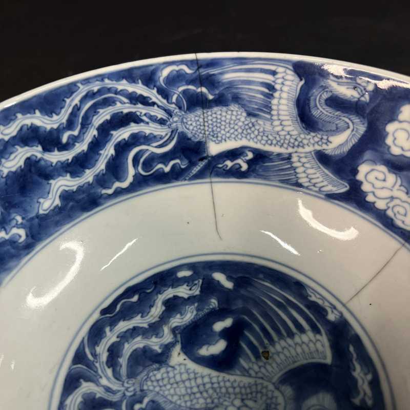 清康熙 青花留白龙凤纹碗 - 图7