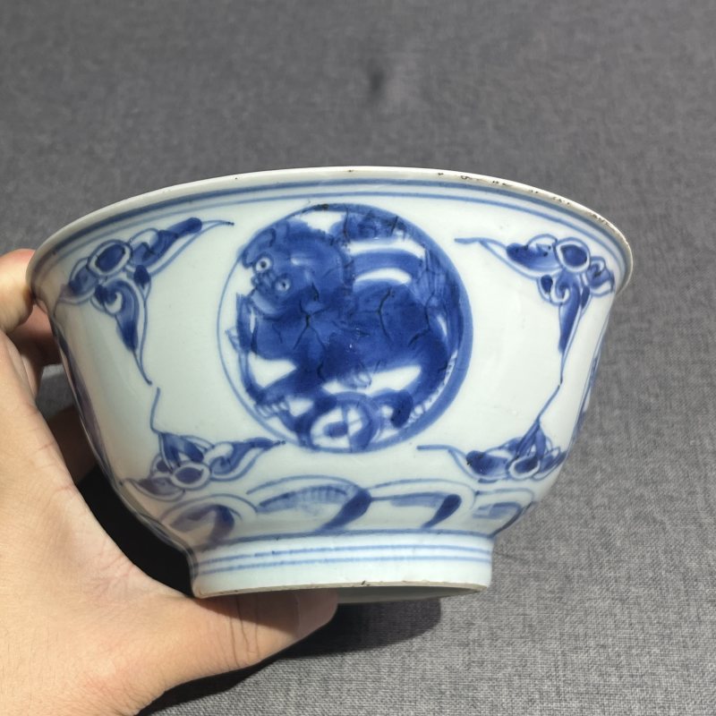清康熙青花瑞兽纹碗 - 图4