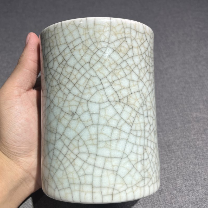 清雍正哥釉笔筒 - 图5