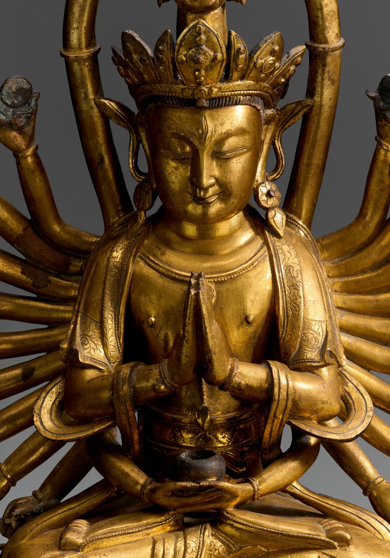 明 十六/十七世紀 鎏金銅七面二十四臂觀音菩薩  MING DYNASTY, 16TH-17TH CENTURY - 图5