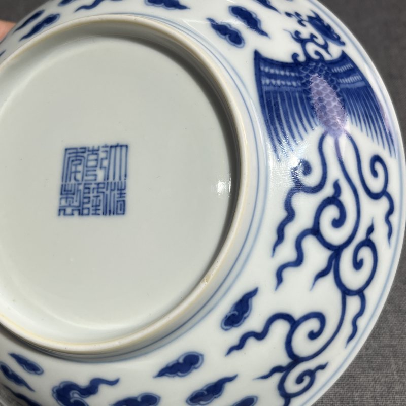 清乾隆青花双凤纹盘 - 图10