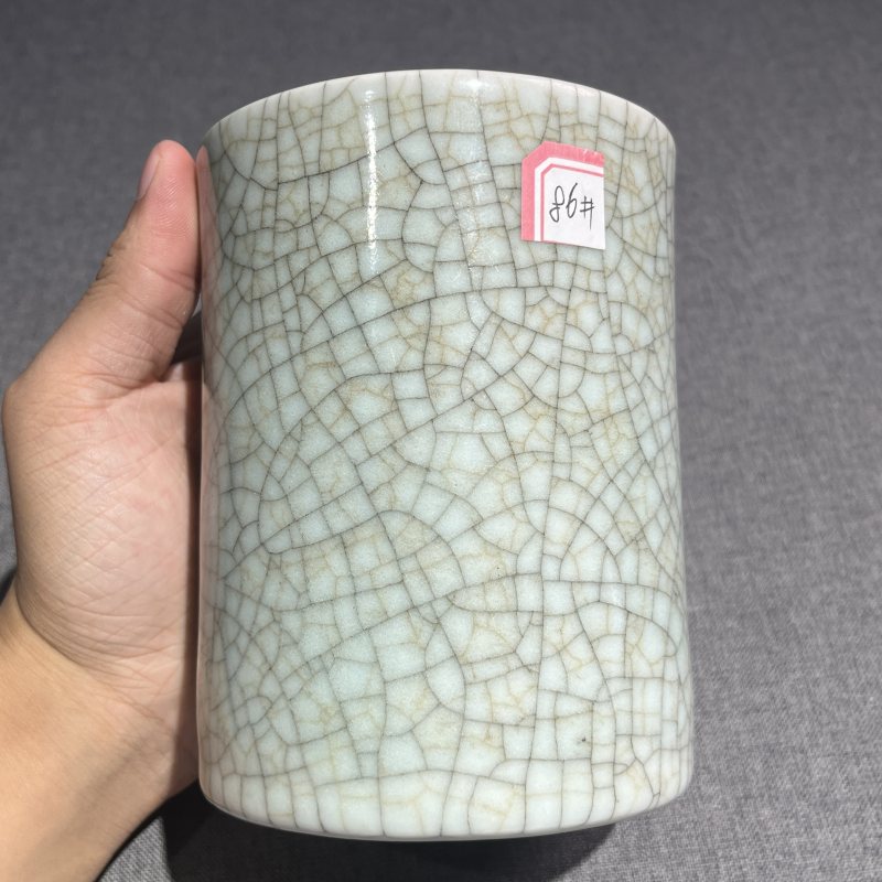 清雍正哥釉笔筒 - 图6