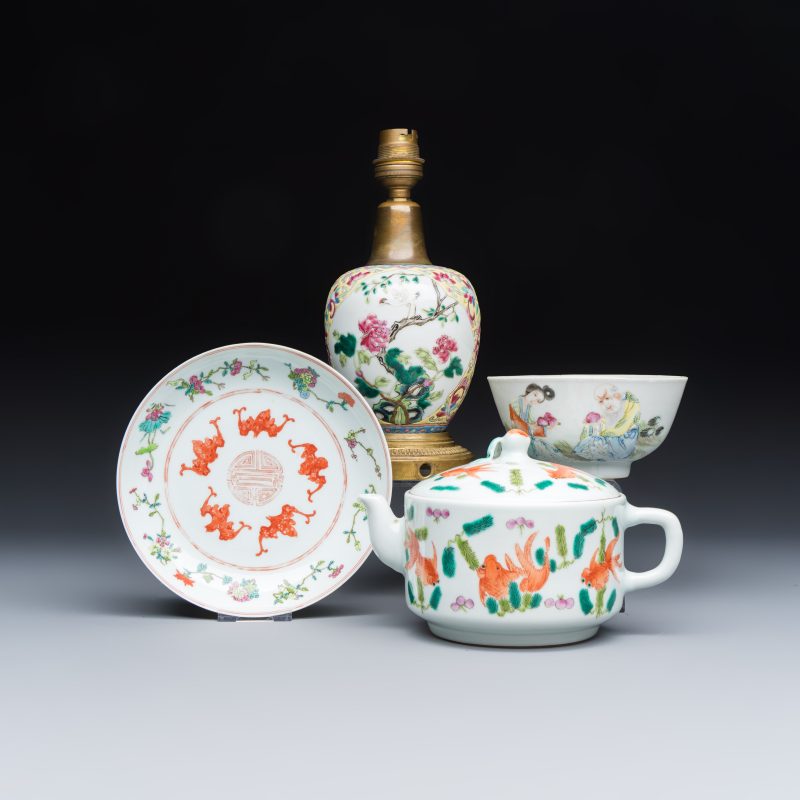 Four Chinese famille rose wares
