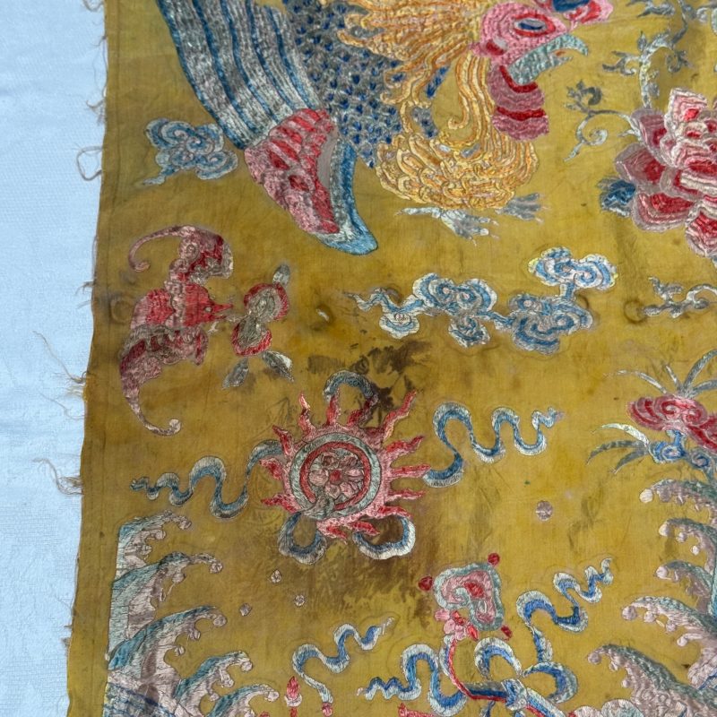 A pair of Chinese yellow-ground embroidered 'Dragons' and 'Phoenixes' panels - 图34