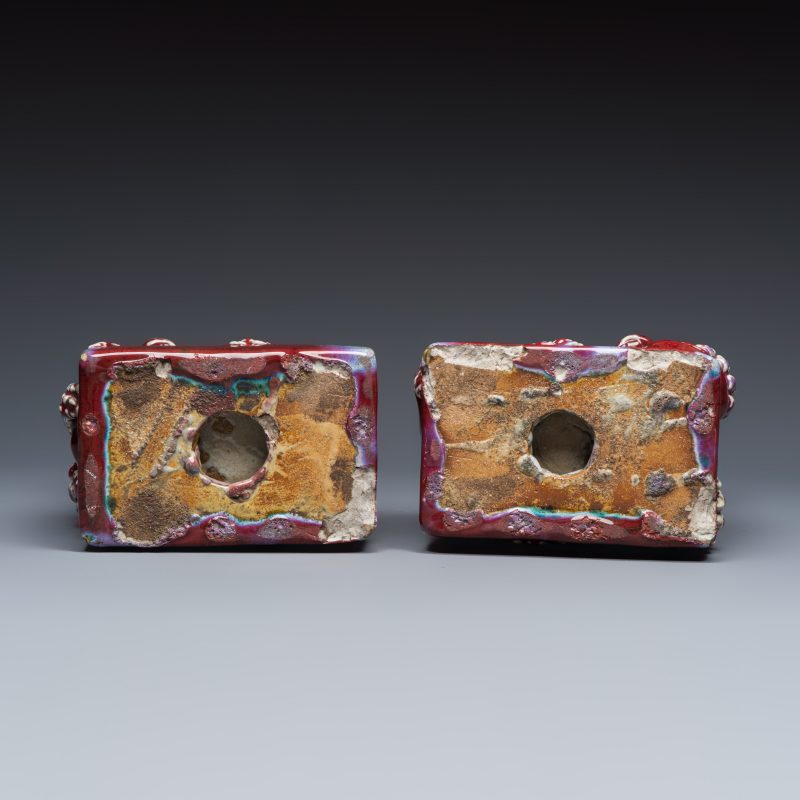 A pair of Chinese flambé-glazed models of Buddhist lions - 图7