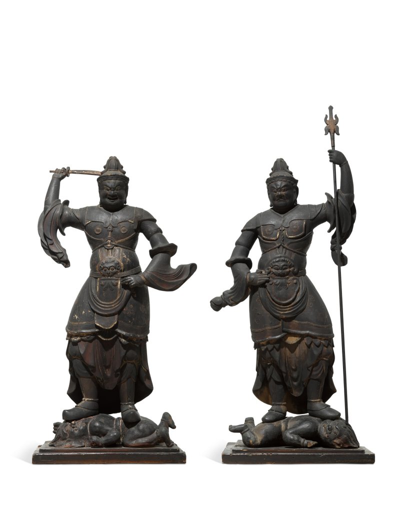 Two wood sculptures of Jikokuten and Zochoten, Heian period, 10th – 11th century | 木造二天王立像（ 持国天・ 増長天）平安時代中期　10～11世紀 - 图1