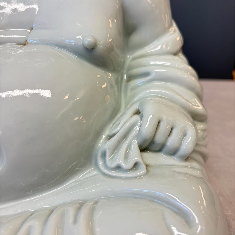 A Chinese white-glazed Milefo Buddha on a gilt-lacquered wooden lotus throne - 图20
