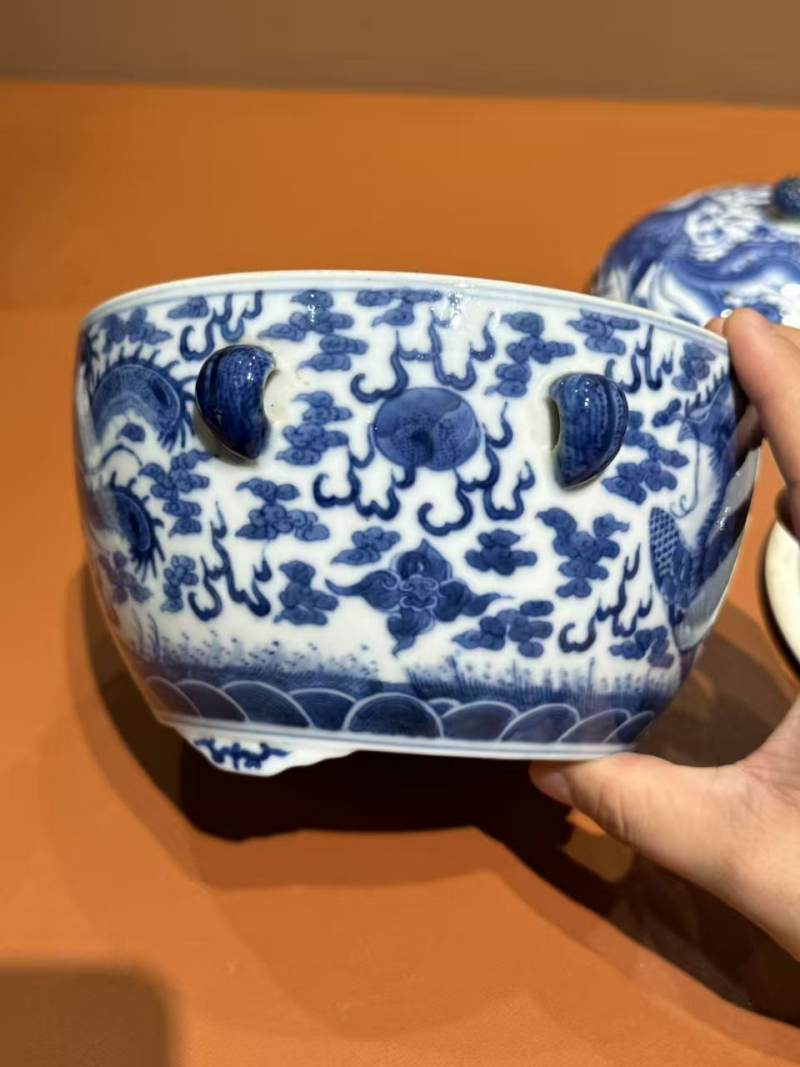 清光绪青花凤纹温锅 - 图7