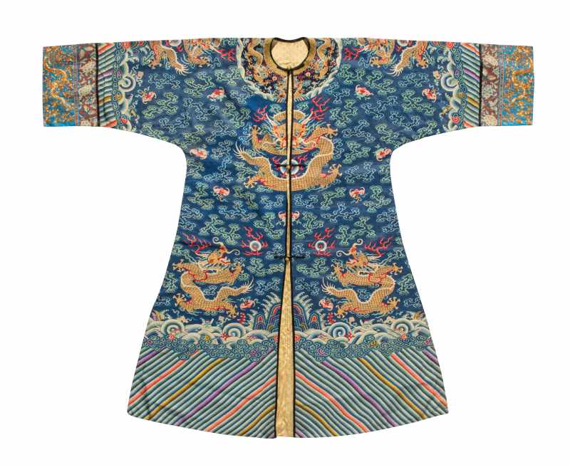 A blue-ground silk kesi dragon summer robe - 图4