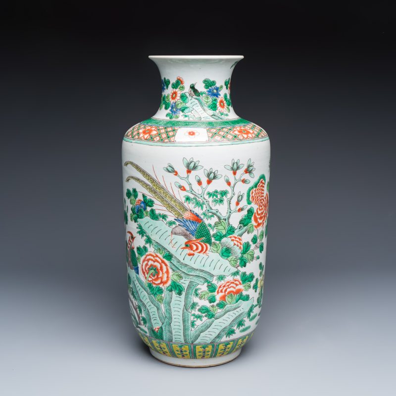 A Chinese famille verte 'Pheasants among Flowering branches' vase