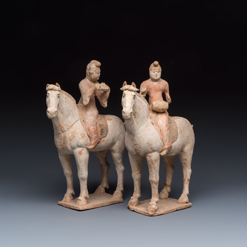 Two Chinese painted pottery 'Horserider' groups - 图1