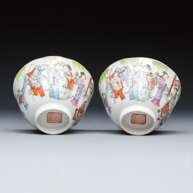A pair of Chinese famille rose 'Xi Xiang Ji' tea bowls - 图7