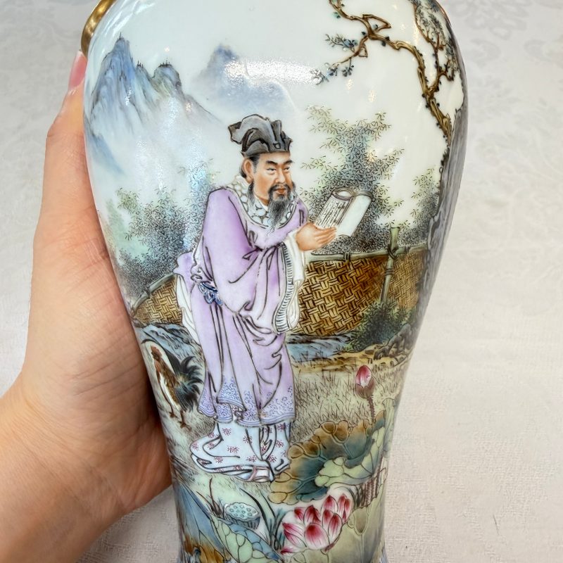 漁樵耕讀 | A set of four Chinese famille rose 'Yu Qiao Geng Du 漁樵耕讀' vases - 图40