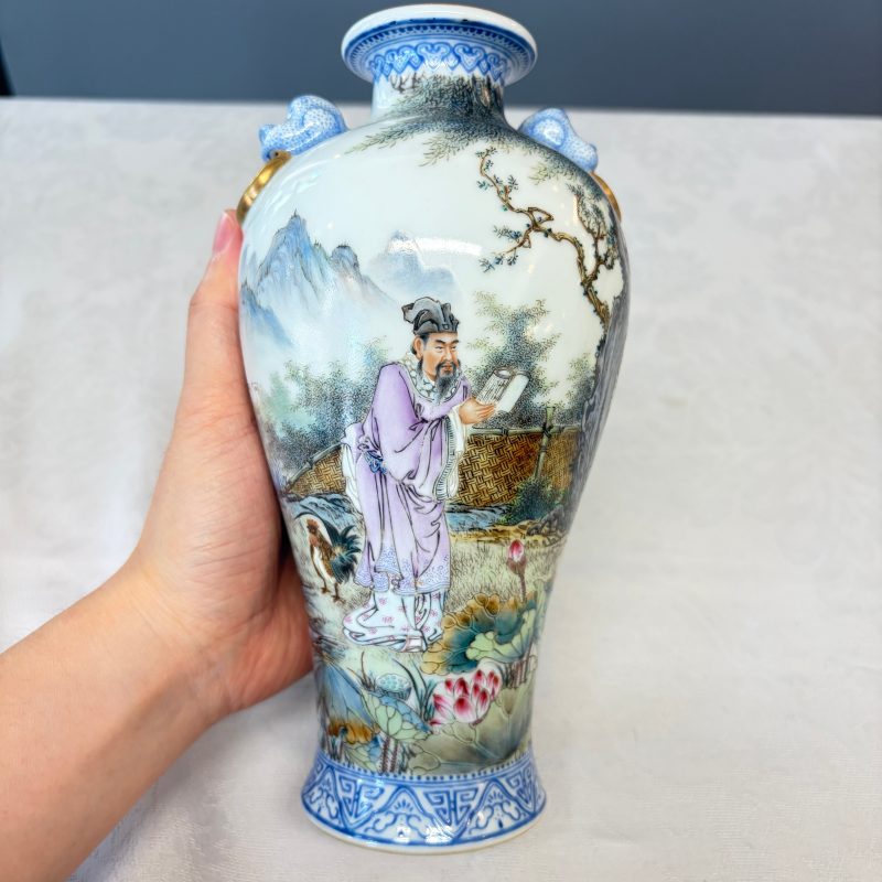 漁樵耕讀 | A set of four Chinese famille rose 'Yu Qiao Geng Du 漁樵耕讀' vases - 图38