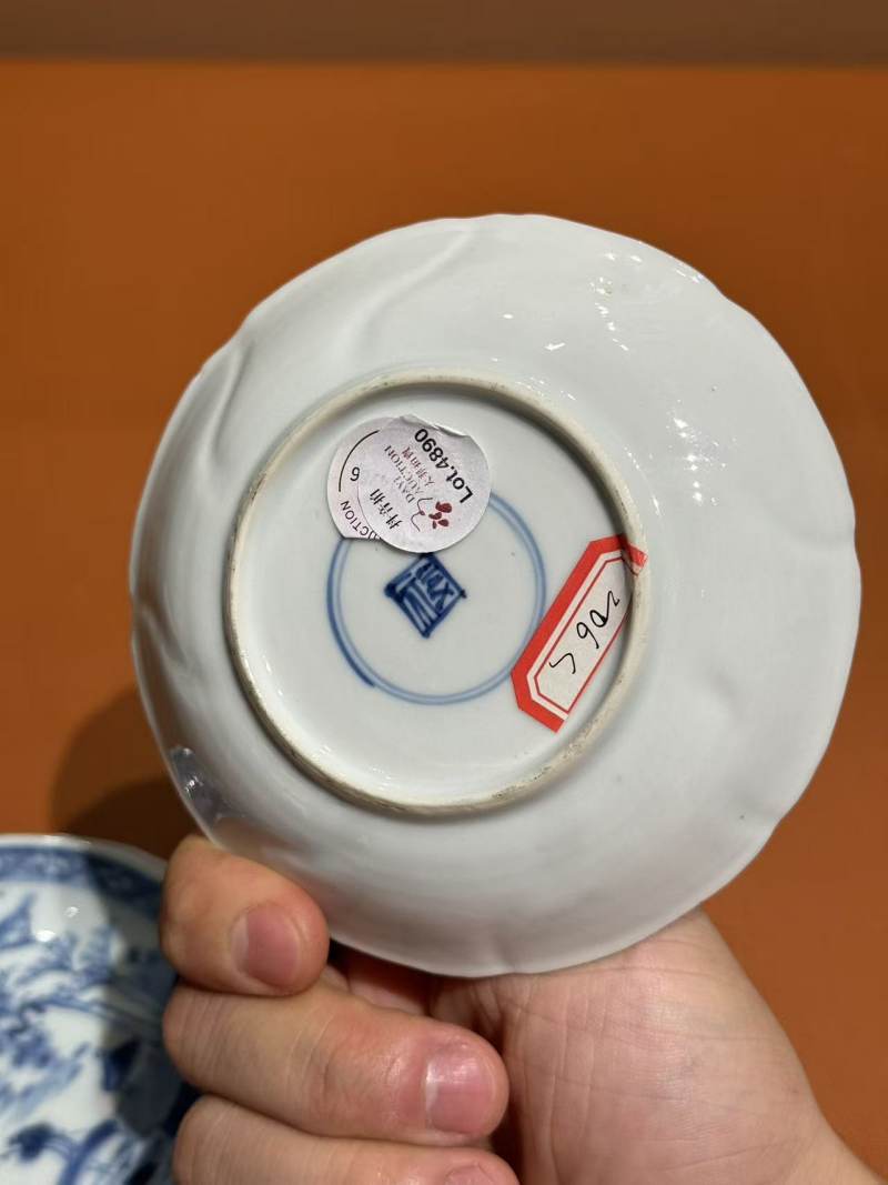 清康熙 青花人物花卉纹盘四只 - 图9