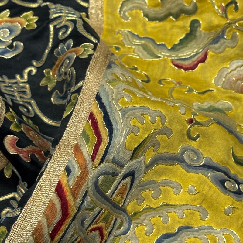 萬壽 | A Chinese yellow-ground silk and gold-thread embroidered 'Wan Shou 萬壽' panel - 图14
