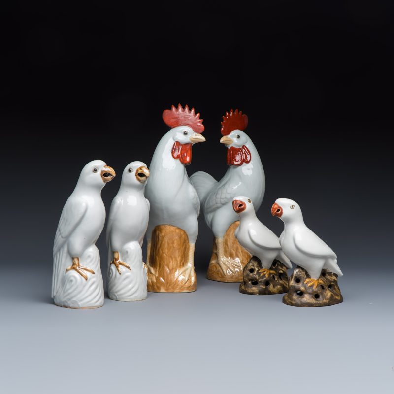 Three pairs of Chinese white-glazed birds - 图1