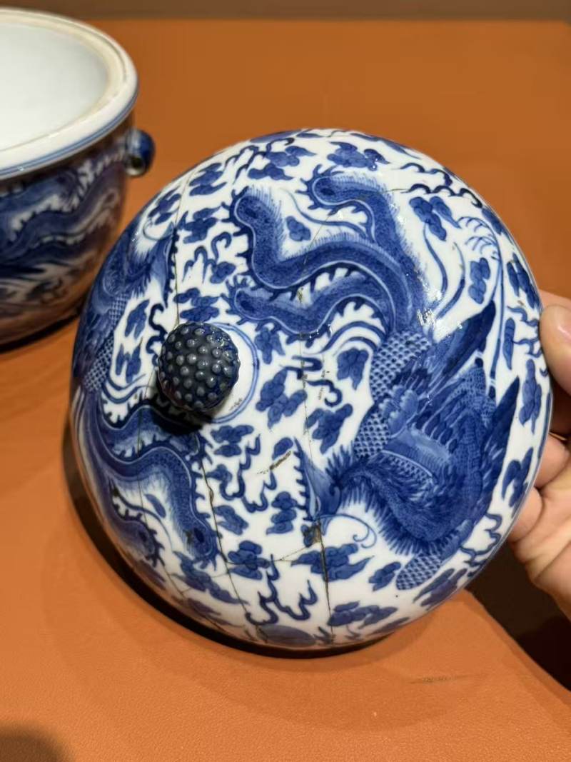 清光绪青花凤纹温锅 - 图3