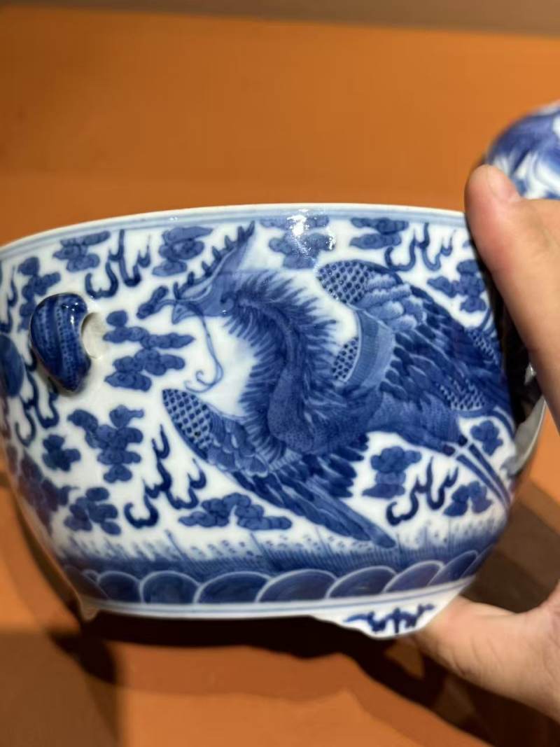 清光绪青花凤纹温锅 - 图10