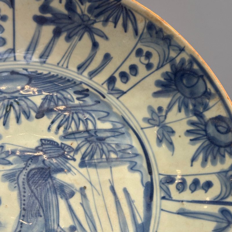 A Chinese Swatow blue and white 'Phoenix' dish - 图7