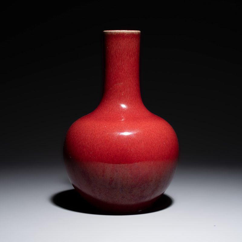 A Chinese copper-red-glazed bottle vase - 图1