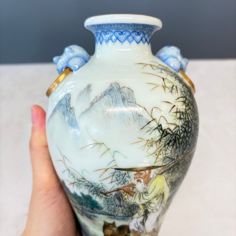 漁樵耕讀 | A set of four Chinese famille rose 'Yu Qiao Geng Du 漁樵耕讀' vases - 图51
