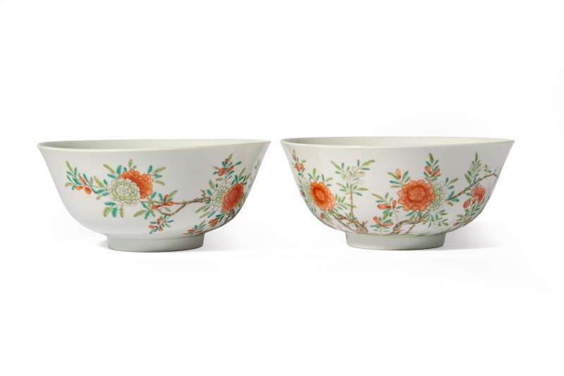A pair of famille rose 'peony' bowls, Daoguang mark and of the period (1821-1850) - 图1