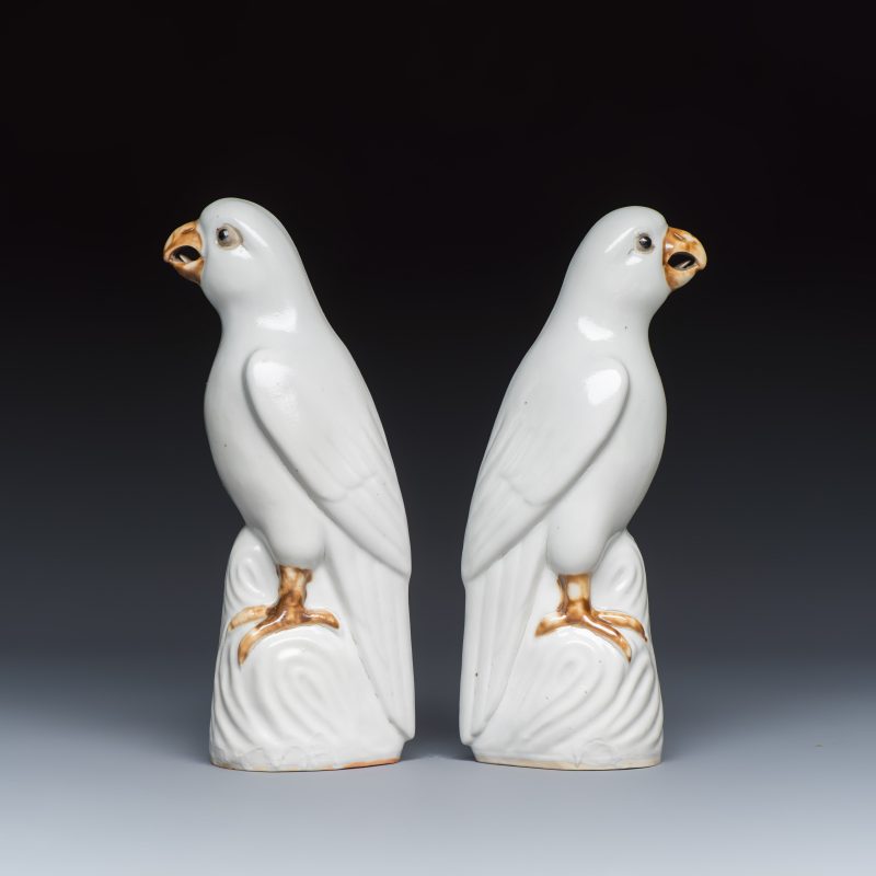 Three pairs of Chinese white-glazed birds - 图11