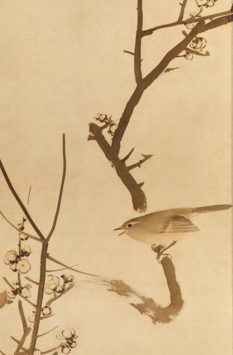 Maruyama Okyo (1733–1795), Bush warbler in a plum tree, Edo period, dated Tenmei kinoe tatsu chuto sha (Painted in the 11th month in the Year of the Wood Dragon [1784]) | 円山応挙　梅に鶯図　江戸時代中期　天明甲辰仲冬写 - 图3