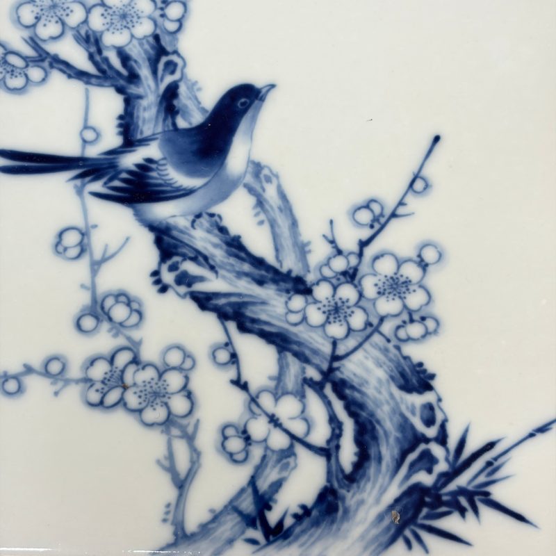 王步 | A Chinese blue and white 'Birds Among Flowering Branches' plaque after Wang Bu 王步 - 图5