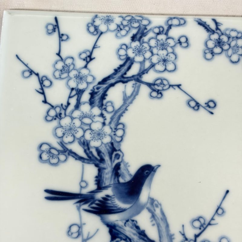 王步 | A Chinese blue and white 'Birds Among Flowering Branches' plaque after Wang Bu 王步 - 图4