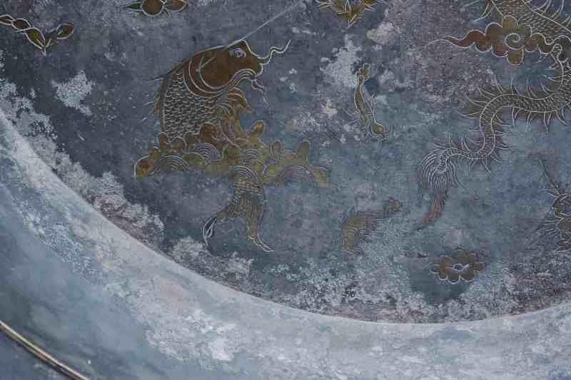 A large mixed metal pewter inlay dish 'Leaping the Dragon Gate', Xi Lian Pen (wash basin) - 图15