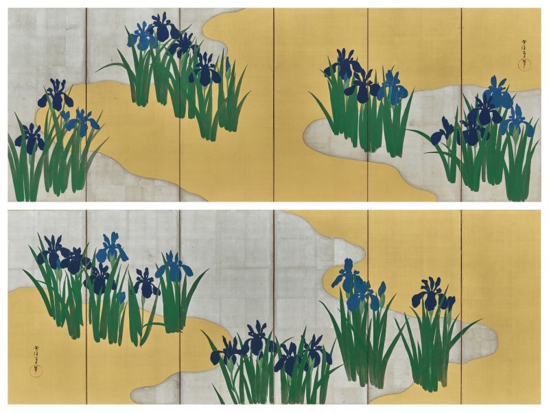 Kamisaka Sekka (1866-1942), Irises, Taisho – Showa period, early 20th century | 神坂雪佳　燕子花図屏風　大正～昭和時代前期　20世紀前半
