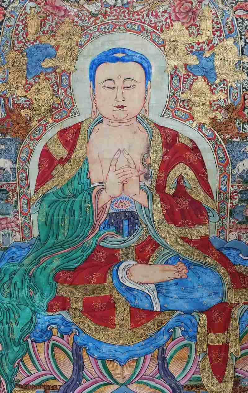 佛像 | A large Chinese Buddhist hanging scroll depicting Amitābha Buddha, 佛像 - 图4